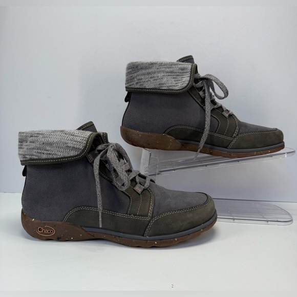 Chaco Barbary Castlerock waterproof Charcoal and Olive Ankle hiking Boots 10 - Picture 3 of 12